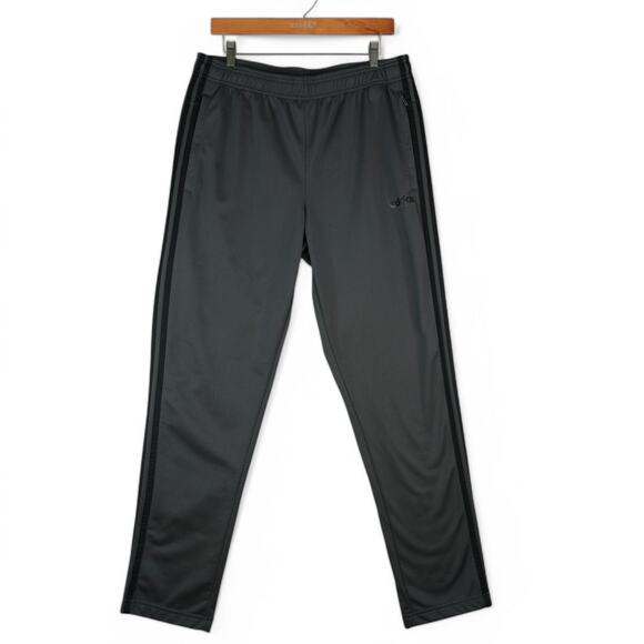 Adidas Pants Mens L 3-Stripes Tapered Gray Joggers Open Bottom Zippered Pockets - Picture 3 of 14